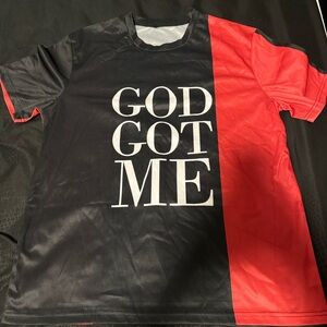 Bold Black and Red 'God Got Me' Tee